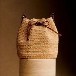 Sezane Tan Woven Bucket Bag - Farrow Bag